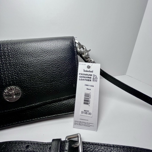 Timberland Small Black Leather Crossbody Wallet Purse - Picture 5 of 10